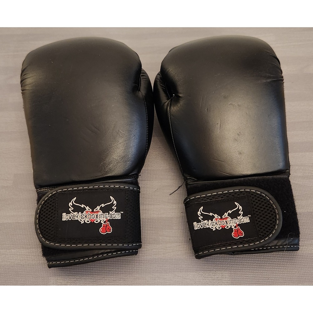 Century iLoveKickboxing Black Boxing Gloves Mesh Palm Hook and Loop Training